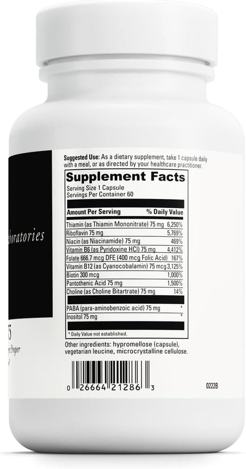 DAVINCI Labs B Complex-75 - 60 Capsules - Supports Relaxation and Proper Nerve Function*