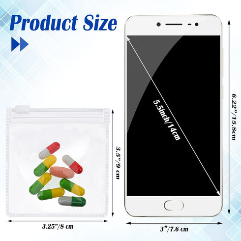 Pill Pouch Bags Zippered Pill Pouch Reusable Pill Baggies Clear Plastic Pill Bags Self Sealing Travel Medicine Organizer Storage with Slide Lock for Cod Liver Oil, Pills and Small Items (12 Pieces)