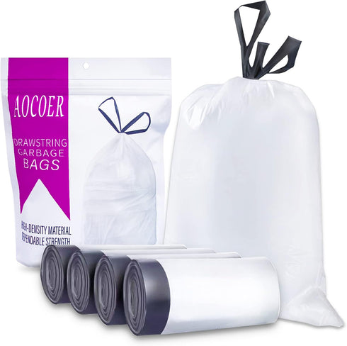 4 Gallon Small Drawstring Trash Bags, 72 Count White Garbage Bags, 15 Liter