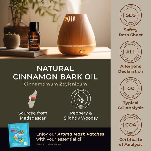 Gya Labs Cinnamon Essential Oil for Diffuser, 0.34 Fl Oz, 100% Pure Natural Cinnamon Bark Oil