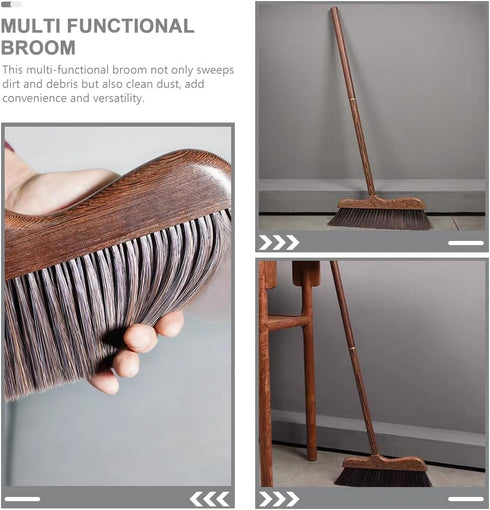 UNOMOR Handmade Soft Wood Broom, Long Handle for Dust Removal, Kitchen Cleaning, Patio, and Floor Brush