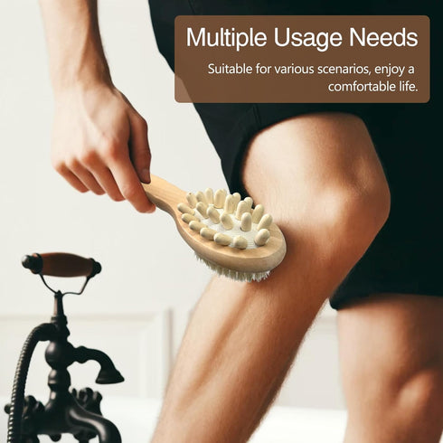 Dry Body Brush for Lymphatic Support + Cellulite Massage - Natural Bristle Exfoliator for Skin