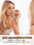 20X Magnifying Makeup Mirror with 2 Suction Cups, 3.5 inches, Grey, Includes Slant Tweezers, 1PCS