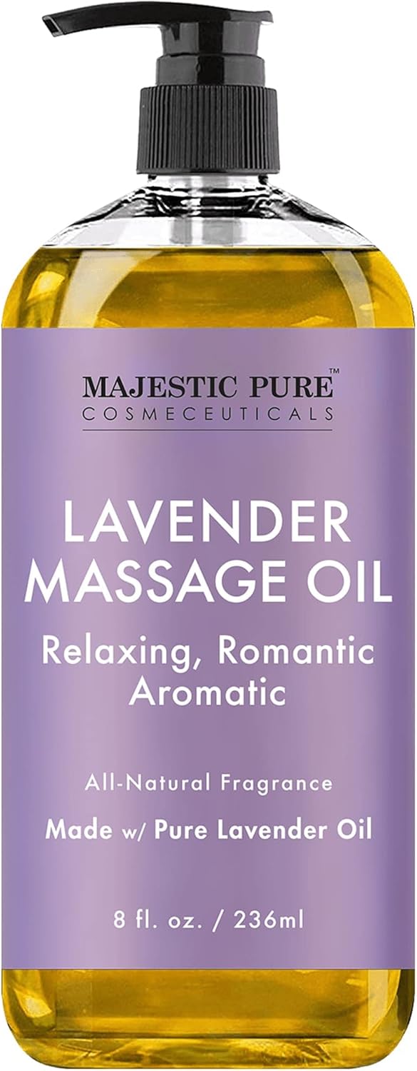 MAJESTIC PURE Lavender Massage Oil for Therapy - Refreshing, Relaxing Natural Oils with Lavender Essential Oil - 8 fl oz