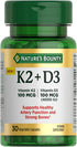 Nature's Bounty K2 + D3, 30 Capsules
