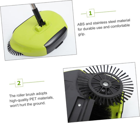 3 in 1 Push Sweeper Carpet Broom - Manual Push Floor Sweeper and Dustpan for Household Cleaning