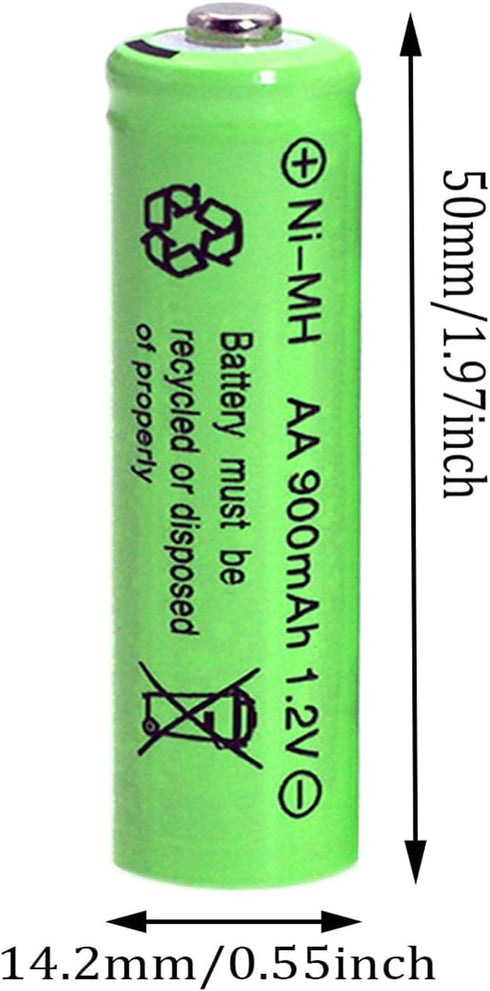 10 Packs 1.2V AA 900mAh Ni-MH Rechargable Batteries for Solar Lights, Garden Lights, Remotes, Mice