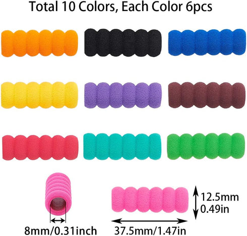 GORGECRAFT 60PCS Soft Foam Pencil Grips, 10 Colors Pen Grippers for Painting and Drawing, Relieving Fingers Fatigue