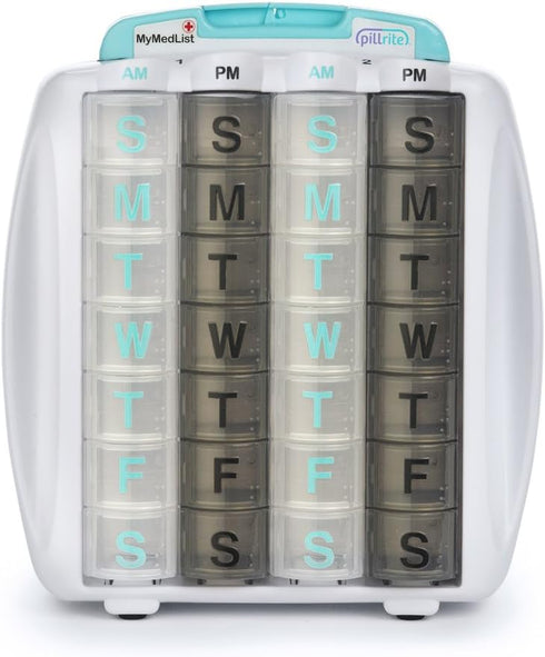PILLRITE Medication and Supplement Pillbox Organizer, 3 in x 7 in - 28-Day
