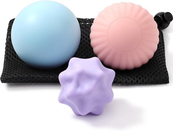 HODEMI Massage Ball Set, 3 Pack Lacrosse Ball, Textured Massage Ball &