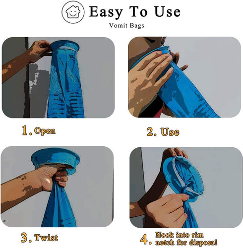 14 Pack Disposable Vomit Bags - Thick Barf Bags 1000ML Blue, Morning Sickness Hospital Grade