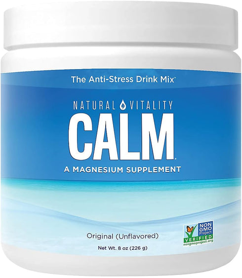 Natural Vitality Calm Unflavored Magnesium Citrate Supplement, Anti-Stress Drink Mix Powder - 8 Ounce (Packaging May