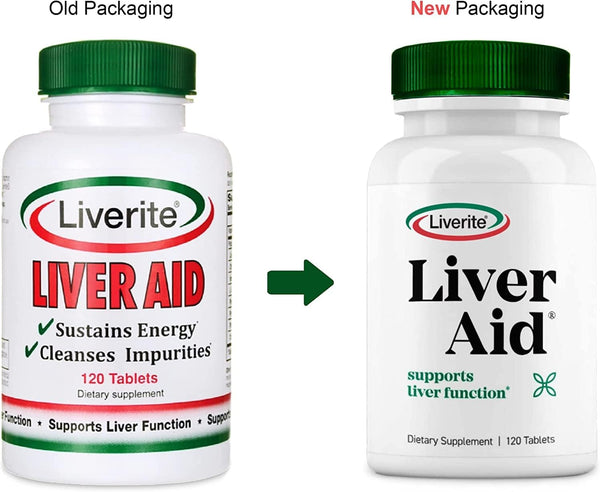 Liverite Liver Aid, 120 Tablets, Liver Support, Cleanse, Care, and Function Supplement
