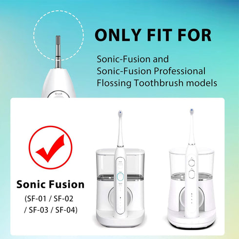 Replacement Brush Heads for Waterpik Sonic Fusion 2.0, 3 Count, Compact, White, Soft Bristles