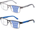 ZERPEET 2 Pack Men's Progressive Multifocal Reading Glasses,Rectangle Metal Frame with Spring Hinge