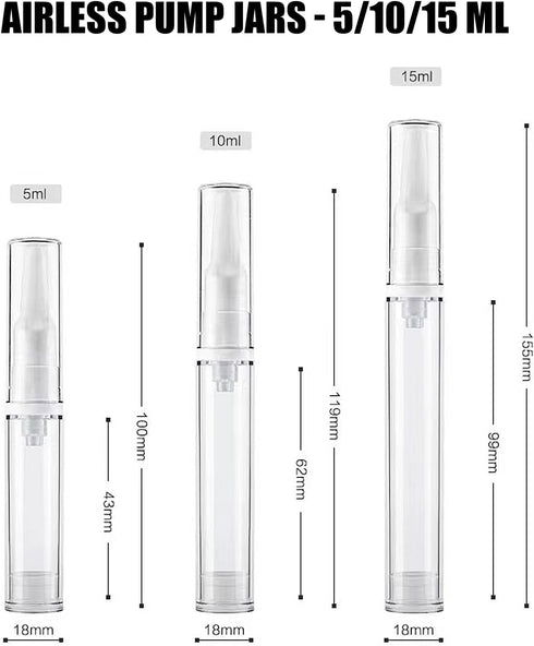 Tuxiaobu Airless Pump Jars Set, 15ml Empty Refillable Cosmetic Pump Bottles for Travel Foundation, Eye Face Cream