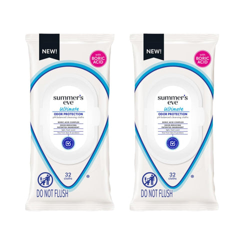 Summers Eve, Ultimate Smell Protection Daily Feminine Wipes, 32 Count (2Pack)