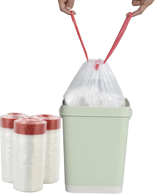 4 Gallon Clear Drawstring Trash Bags, 120 Count, Small Kitchen Garbage Bags