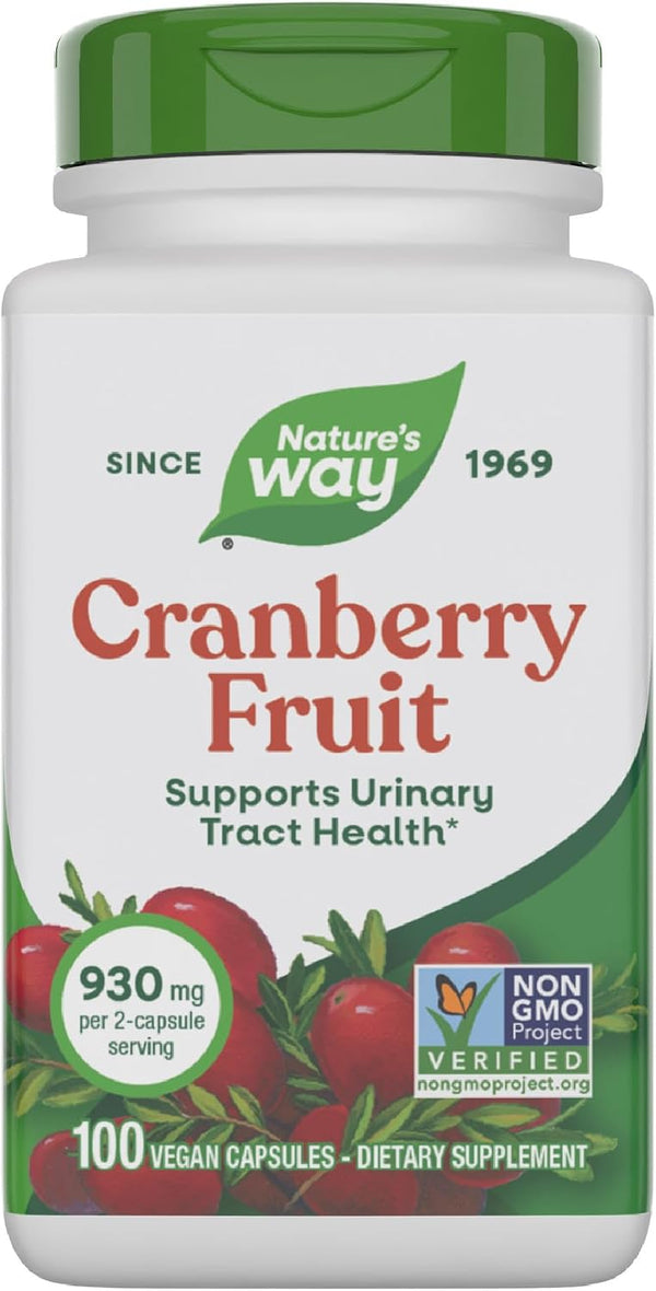 Nature's Way Cranberry Fruit, Cranberry Supplements, Supports Urinary Tract Health*, 930 mg per 2-Capsule