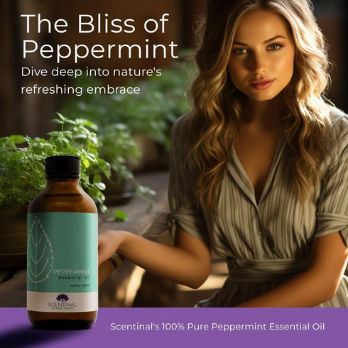 Scentinal Premium Peppermint Essential Oil - 100% Pure Natural & Undiluted - Extra Large 4oz Bottle