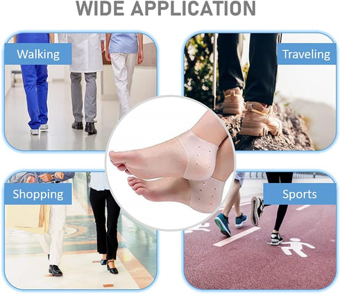 VivoFoot 2 Pairs Gel Heel Protectors, Silicone Heel Cups & Ankle Protectors for Heel Pain Relief