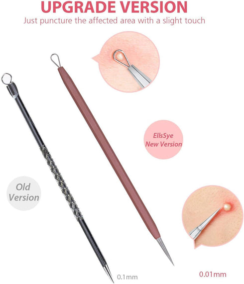 JPNK Blackhead Remover Tool Kit, 6 Pcs Comedones Extractor for Blemish Removal with Leather Bag (Pink)