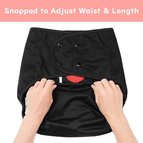 Littleforbig Adjustable Waterproof Cloth Adult Diaper Wrap - I Love Daddy Black