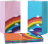 Future Life 24 pcs Rainbow Party Favor Paper Bags, 5.2 * 3.2 * 9.6 Inch, Food Safe Kraft Paper, Biodegradable, Vivid