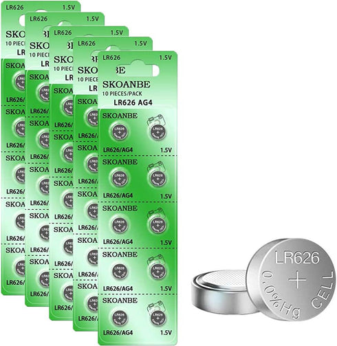 SKOANBE 50PCS SR626SW LR626 AG4 1.5V Button Coin Cell Watch Battery