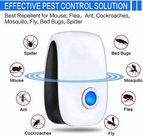 Ultrasonic Pest Repellent Indoor, Non-Toxic Pest Control for Rodents, Mosquitoes, Ants, Fleas, 6 Packs