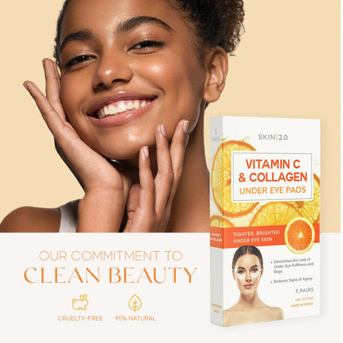 Vitamin C and Collagen Under Eye Patches, Anti-aging & Firming Pads for Dark Circles, 5 Pairs