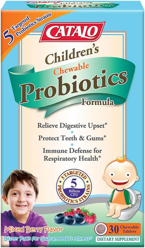 Children’s Probiotics Chewable Formula - 5 Billion Active Probiotics, 5 Strains, 30 Tablets, Mixed Berry Flavor, Health