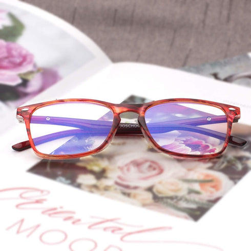 JOSCHOO Computer Reading Glasses, Blue Light Blocking Readers for Men and Women (Red Stripe, 1.25)