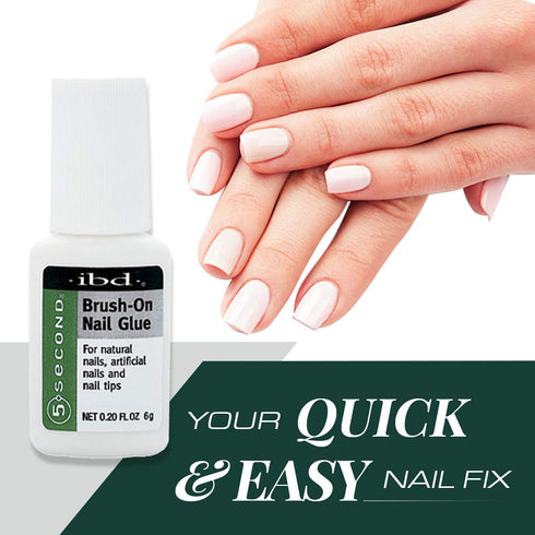 IBD 5-Second Brush On Nail Glue, Strong Quick-Dry Gel for Press Ons and Acrylic Nails, 6g, 3-Pack for Nail Repair