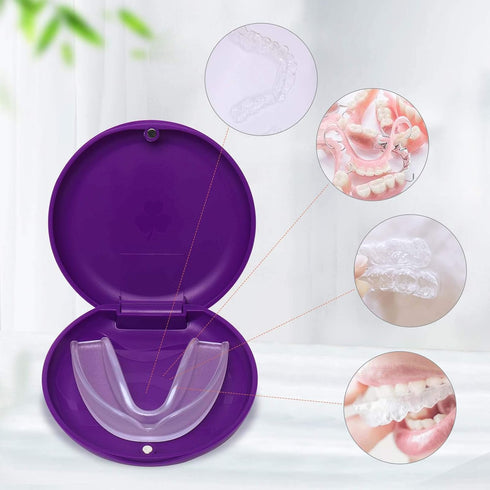 2 Pack Retainer Cases - Solid Orthodontic Retainer Case (Purple)