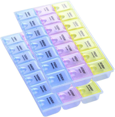 INVODA Pill Case, 7 Day Weekly Pill Box with Medication Reminder, 21 Detachable Compartments
