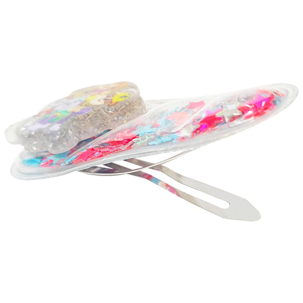 LUV HER 6pc Cute Hair Clips for Girls - Magical Confetti Character Charms Hair Accessories for Kids