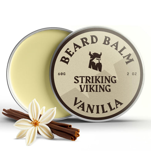 Striking Viking Beard Balm for Men – 2 Oz Light Hold Vanilla Leave-in Conditioner with Shea Butter & Oils for Coarse