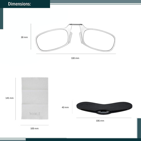 Noble Ultra Slim and Flat Reading Glasses, Thin and Flexible Armless (2 Pairs), Pocket Size Readers with Silicone Case