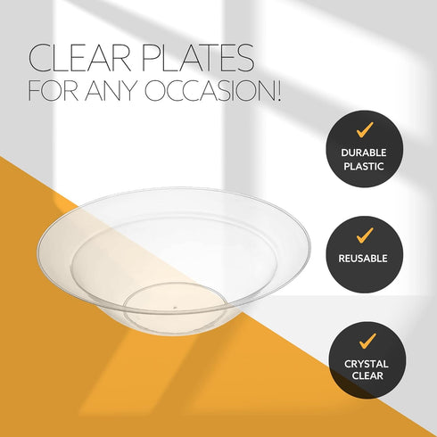 PLASTICPRO 10 oz, 40 Pack, Premium Heavy Weight Crystal Clear Disposable Plastic Cereal & Soup Bowls