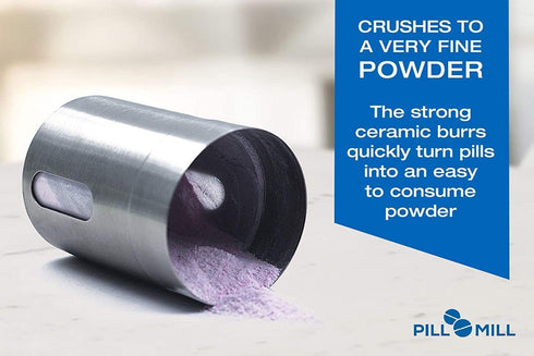 Pill Mill Pill Crusher - Crushes Multiple Tablets to Fine Powder - Metal Pill Grinder for Travel and Pets