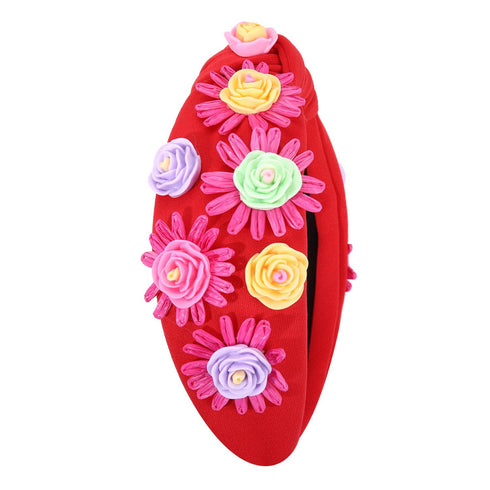 NVENF Summer Raffia Flower Headbands for Women, Boho Straw Rattan Floral Knotted