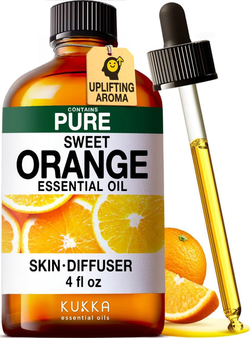 Set Set 2x4 oz Vanilla Essential Oil for Diffuser & Orange Essential Oil for Diffuser - Aromatherapy Grade Essential