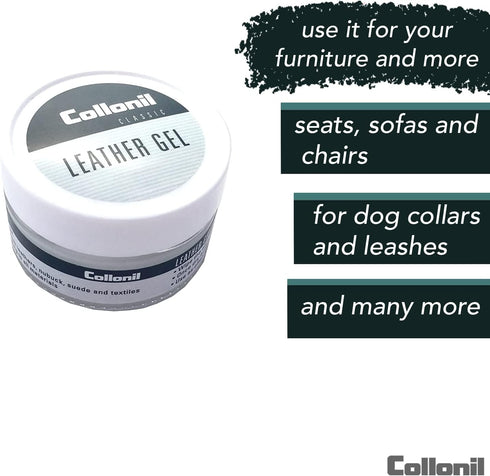 Collonil Leather Gel 2.02 Fl Oz - Leather Care for Smooth and Suede Leather, Dirt & Water-Repellent