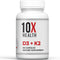 10X Health Vitamin D3 K2 - 125 mcg Vitamin D and 90 mcg Vitamin K Supplements for Bone Health, 60 Capsules