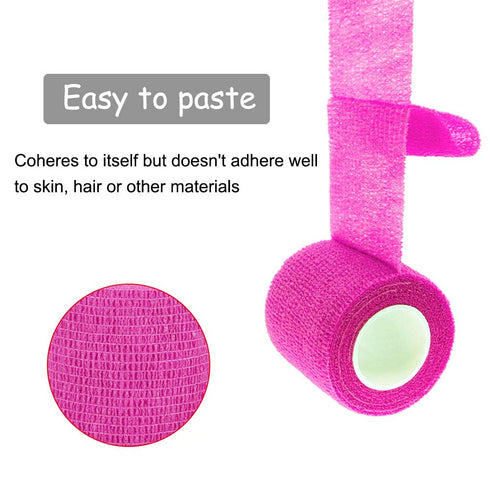 VideoPUP Tattoo Grip Cover Wrap - 6PCS Disposable Cohesive Elastic Bandage Handle Grip Tube (Phosphor Pink)