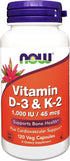 NOW Foods Vitamin D-3 & K-2, 120 Veg Capsules