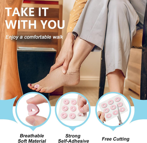 JUMPOW 90 Pcs Corn Cushions Callus Pads, Corn Removers for Feet, Soft Foam Callus Cushions, Corn Protectors, Self-Stick
