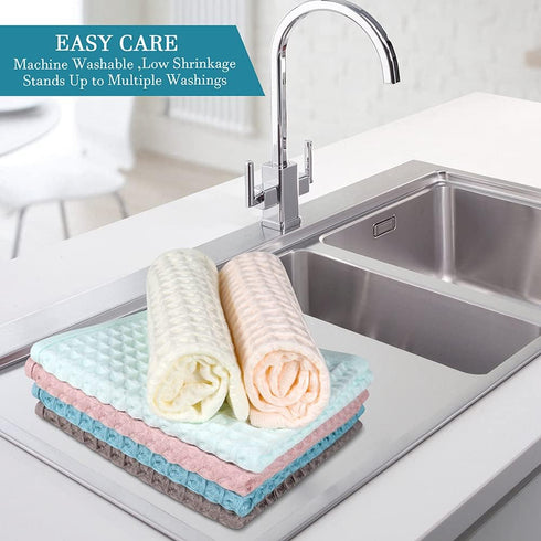 6 Pack Waffle Weave Dish Cloths - 13x13 Inch 100% Cotton Kitchen Towels for Washing Dishes (Mixed Colors)