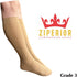 Ziperior 30-40 mmHg 3 Inside Leg Zipper Compression Grade Calf Closed Toe Socks